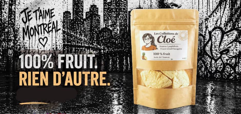 Bannière de fruits lyophilisés Collations de Cloé